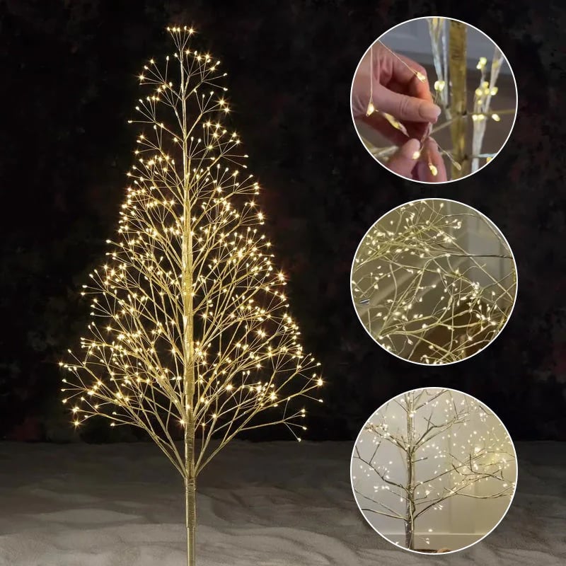 ✨4' Pre-Lit Starburst Gold Artificial Christmas Tree with 500 Warm White Twinkling LED Lights🎄🌟
