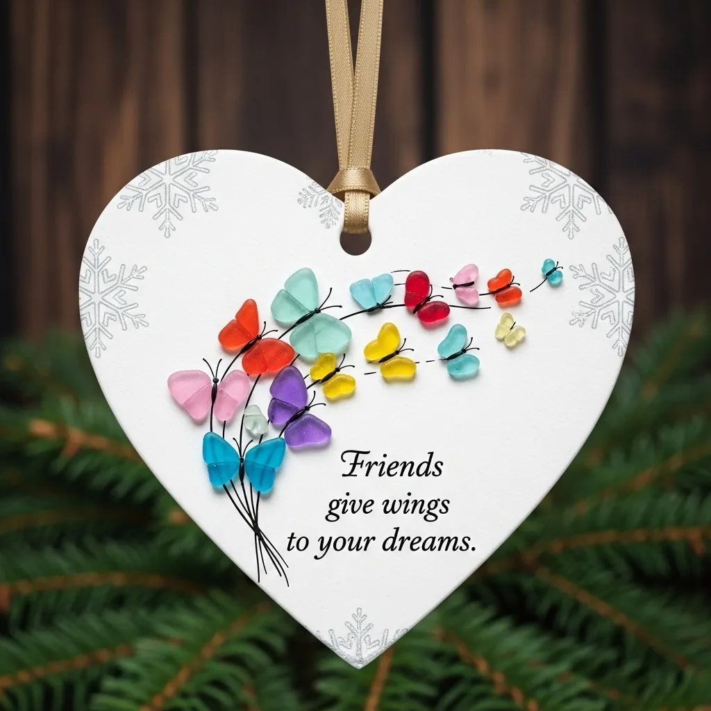 🌊💙Treasures of the Sea, Symbols of Friendship – ❤️ Sea Glass Heart Ornaments✨