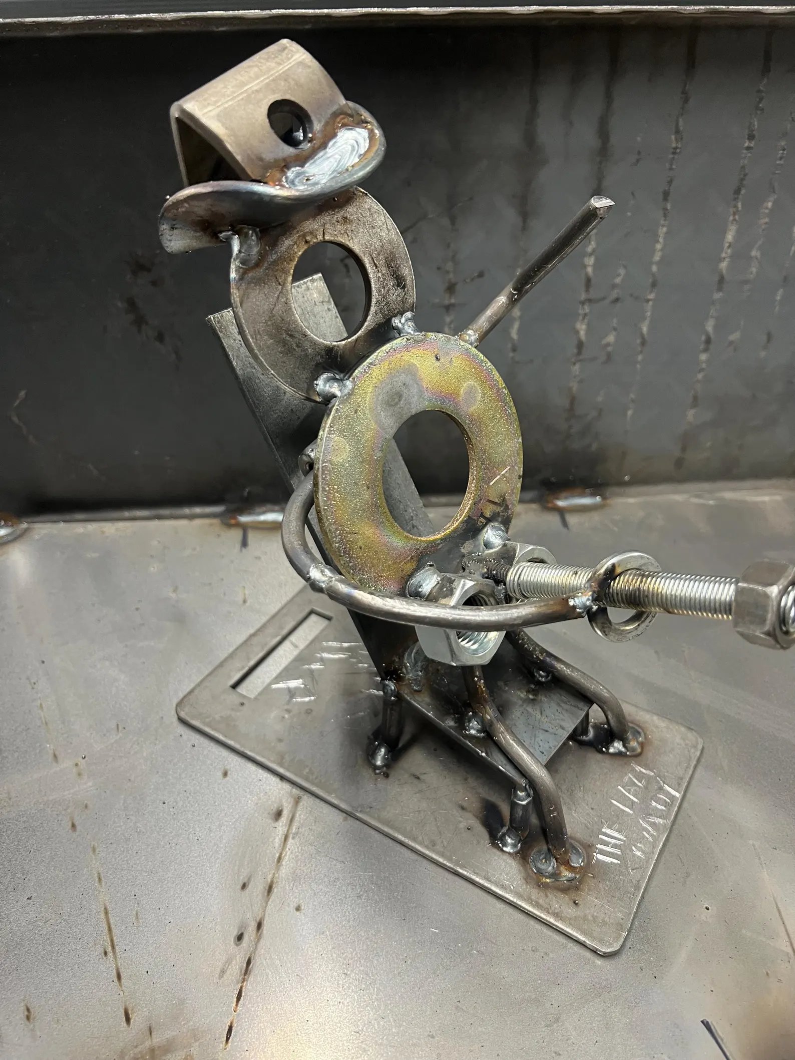 Handmade Jackin’ Cowboy Statue - Steel Gag Gift