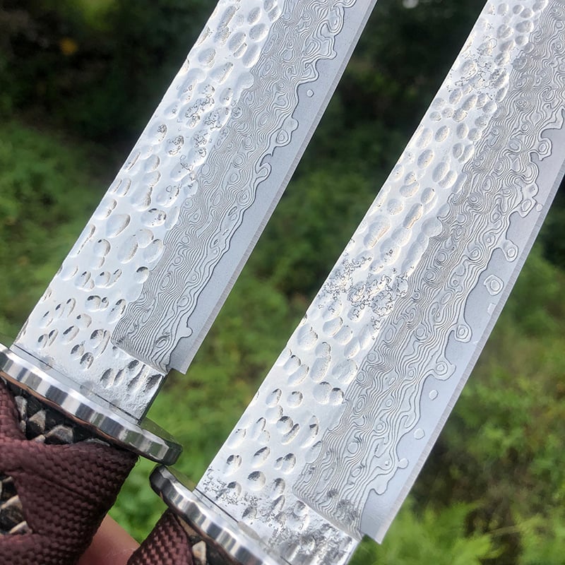 Damascus steel short katana