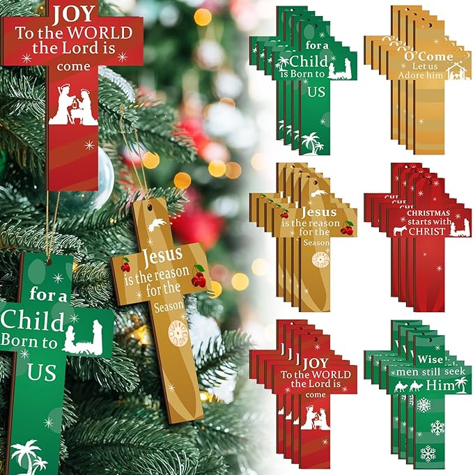 (🌲Early Christmas Sale - 49% OFF)🎁Hanging Wooden Cross Decoration 6-pack