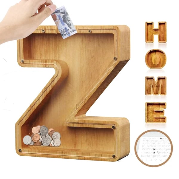 (🔥Last Day Promotion- SAVE 70% OFF)Large Personalized Wooden Alphabet Piggy Bank-Buy 2 Get VIP Shipping