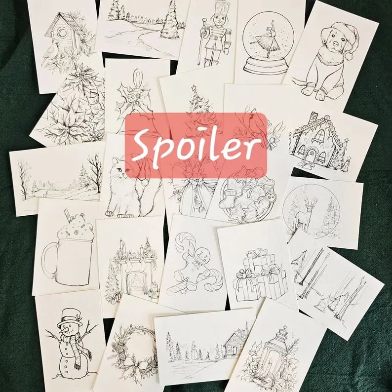 🎨Advent Calendar 24 Envelopes Watercolor Christmas Set