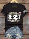 V Neck Retro Resist Not My President, Not My Voice, Not My Values, Not My Beliefs Print T-Shirt