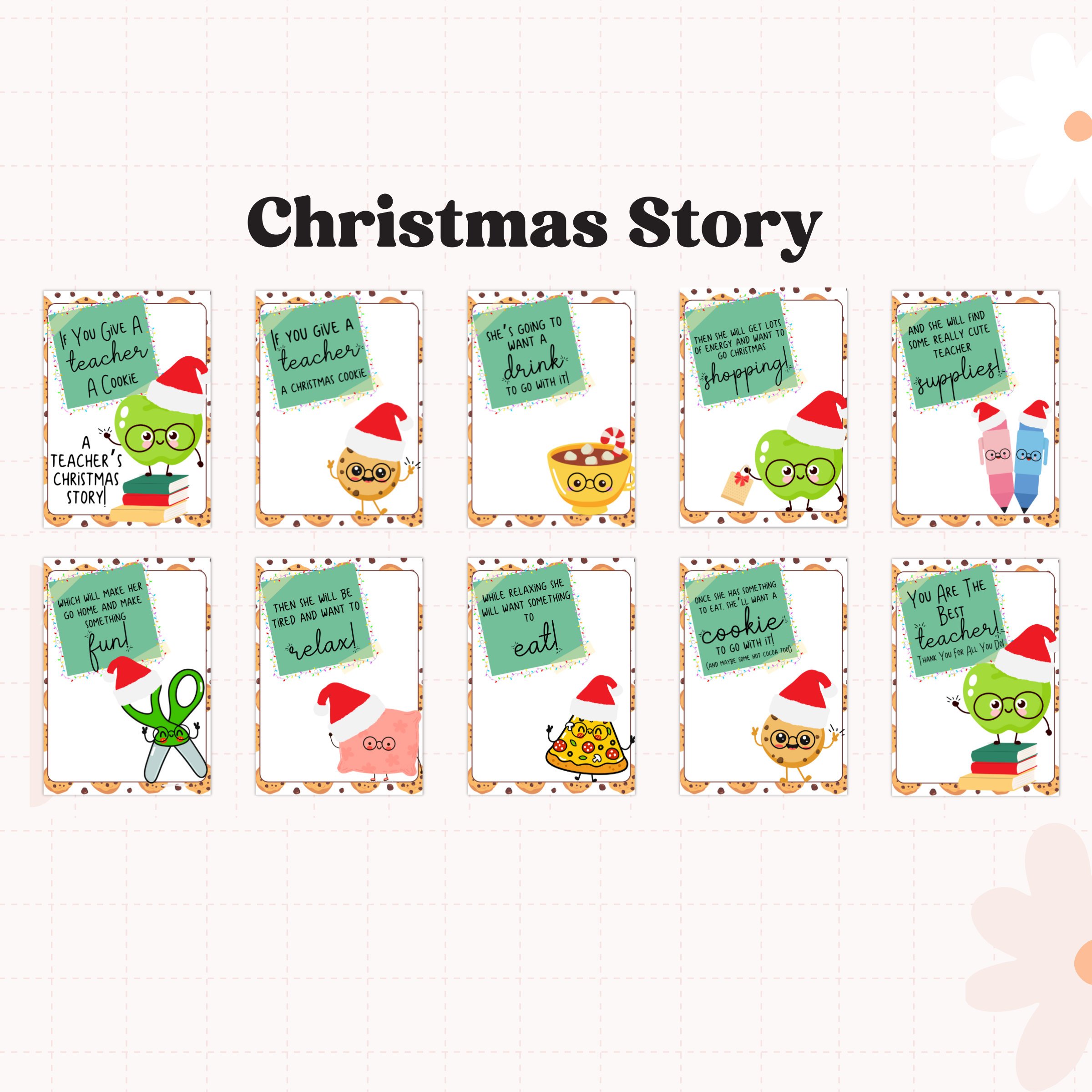 🎄Christmas card book-👩‍🏫If You Give a Teacher A Cookie Book📚