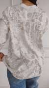 Women's V-neck Mid-sleeve Printed Sequined Casual Top