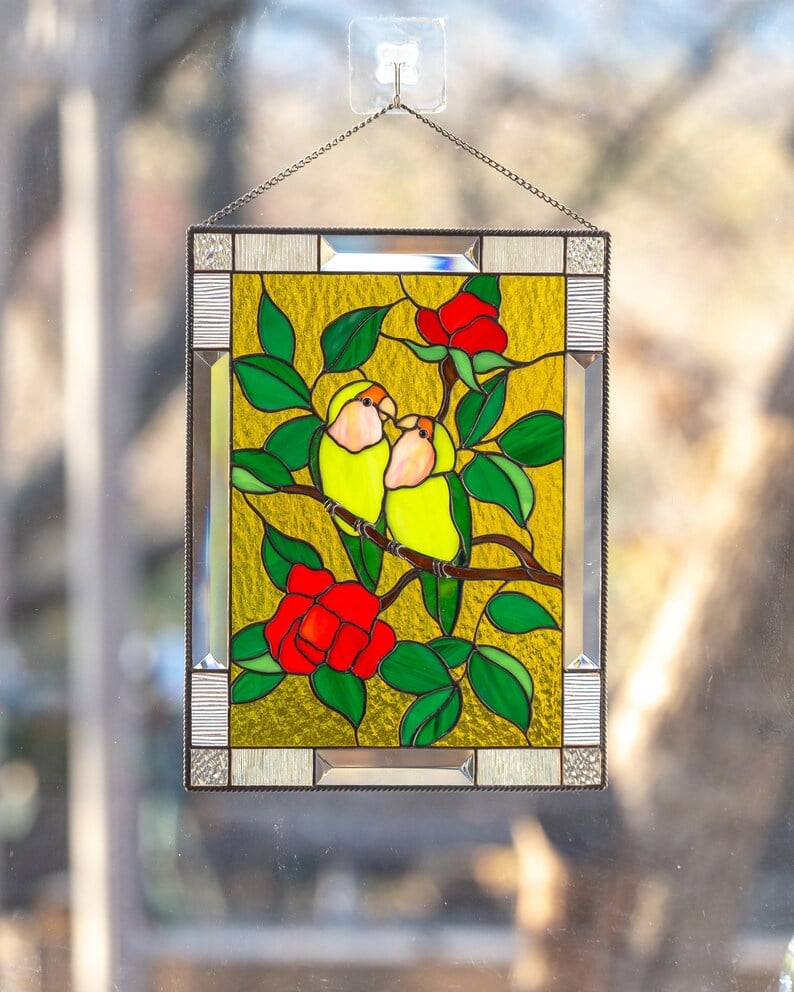(Last Day Promotion - 48% OFF) Cardinal Stained Glass Window Panel, BUY 2 FREE SHIPPING