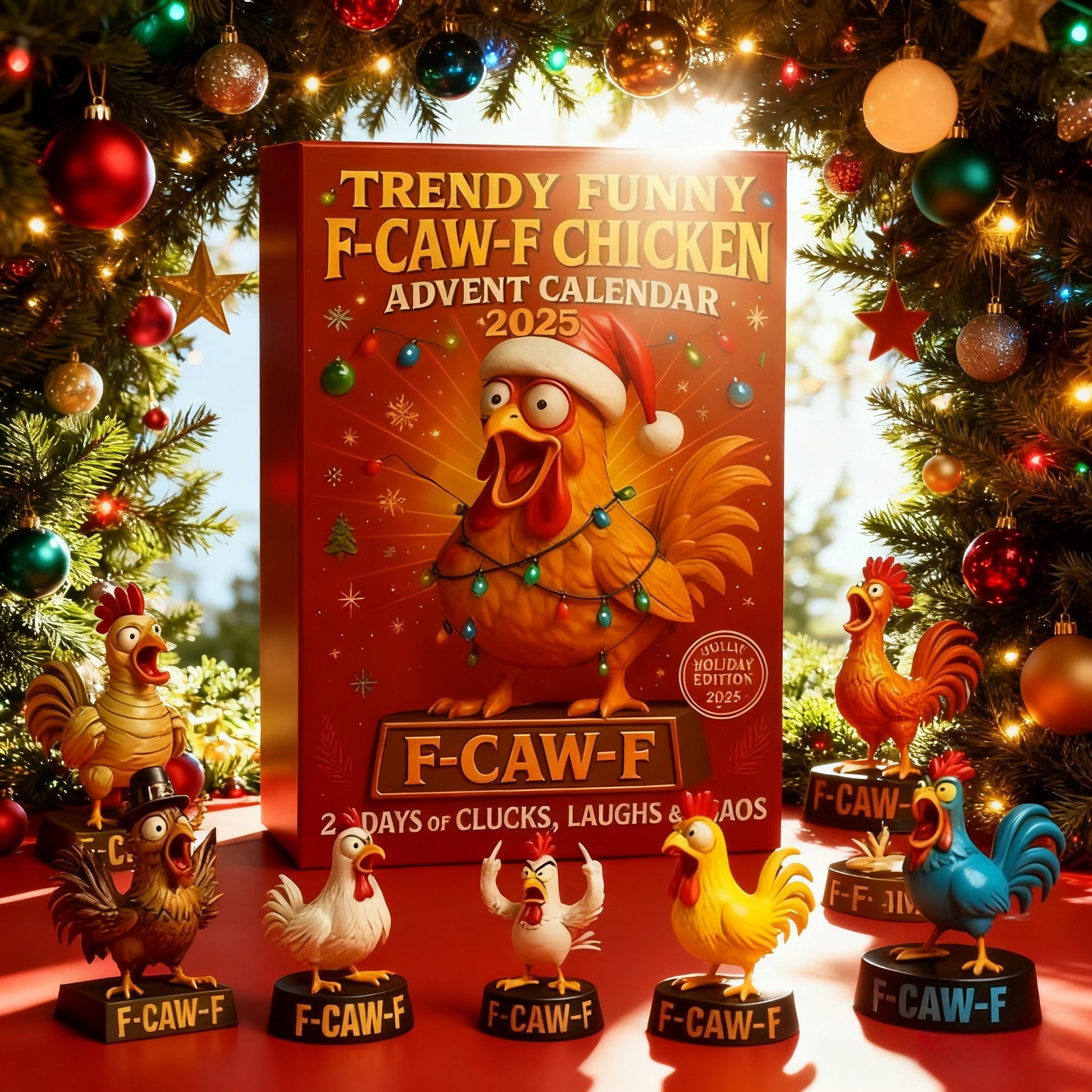 Trendy Funny F-Caw-F Chicken Advent Calendar 2025