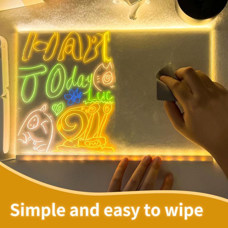 Creative Rewritable Acrylic LED Message Board - (come with 7 Pens)