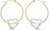 14K Gold Solid Hypoallergenic Heart Hoop Earrings - Tricolor Gold, Two Tone, Heart Shaped, Triple Heart, Shrimp Hoops