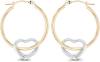 14K Gold Solid Hypoallergenic Heart Hoop Earrings - Tricolor Gold, Two Tone, Heart Shaped, Triple Heart, Shrimp Hoops