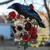 💀Handcrafted Glowing Raven Skull Window Hanging Suncatcher