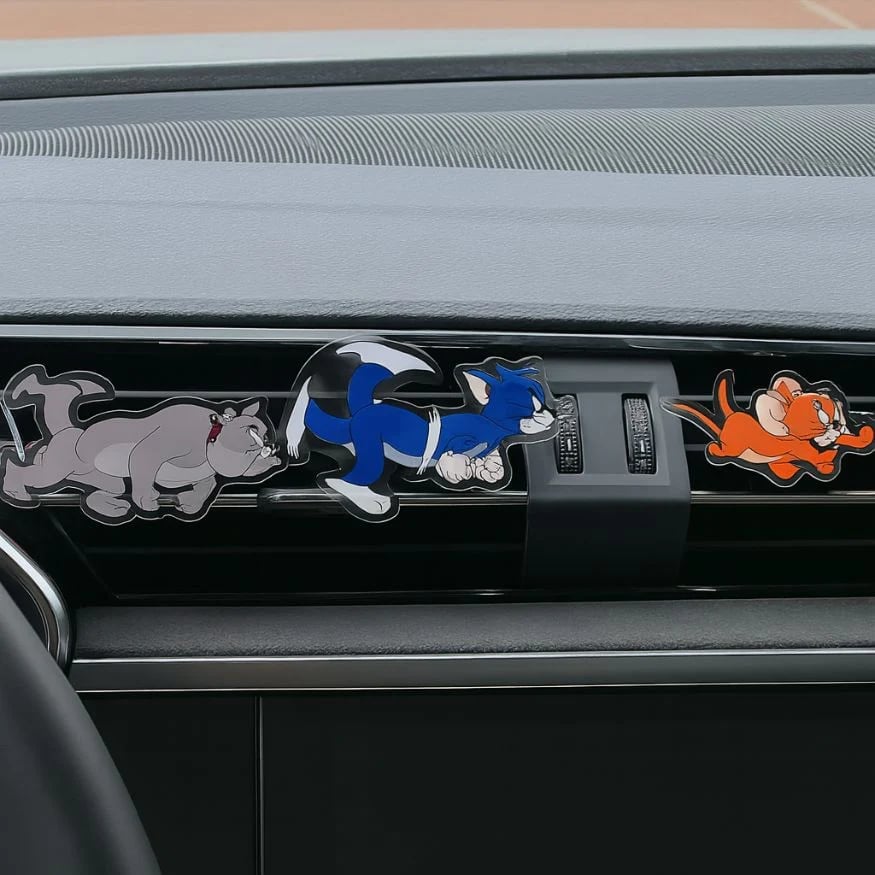 Cat and Mouse Acrylic Car Air Vent Decoration 3-piece (TOM-JERRY-SPIKE)