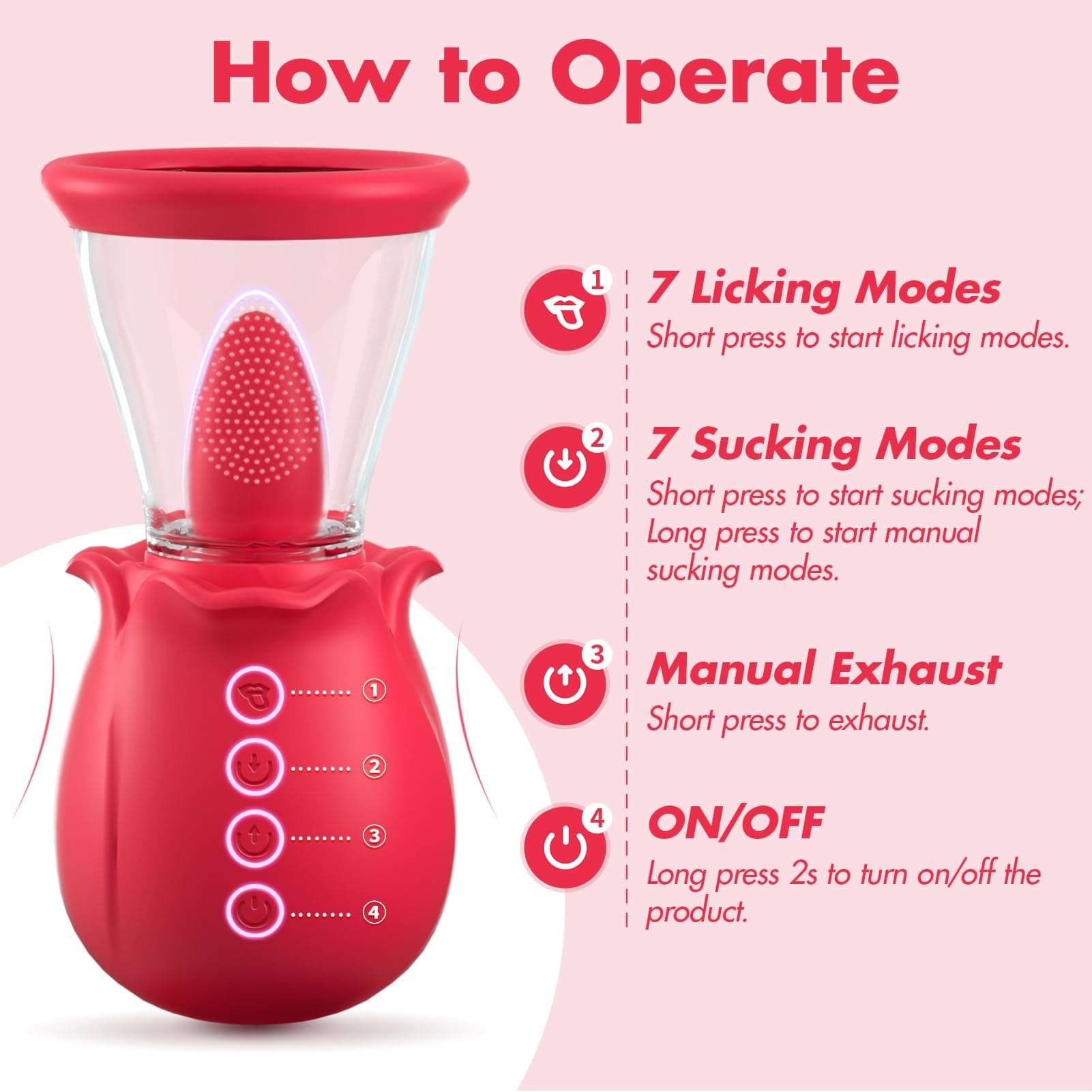 3 in 1 Sucking &Licking Rose Vibrators