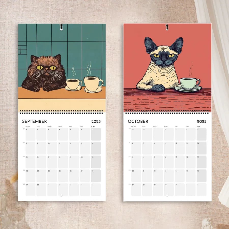 📅Year-end Promotion 50% Off🐈2025 Cat Calendar - Cats Chillin' With Coffee