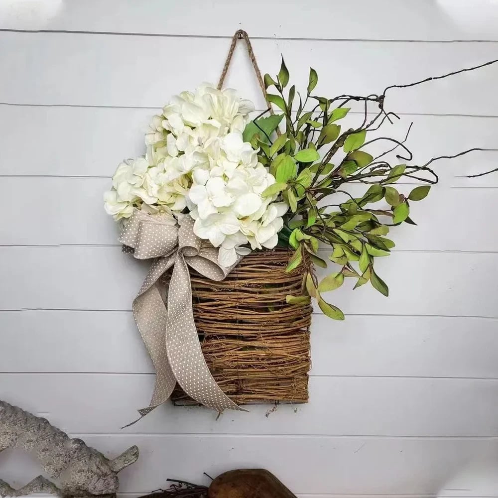 💥LAST DAY SALE 50% OFF💥Cream Hydrangea Door Hanger Basket⚡BUY 2 FREE SHIPPING