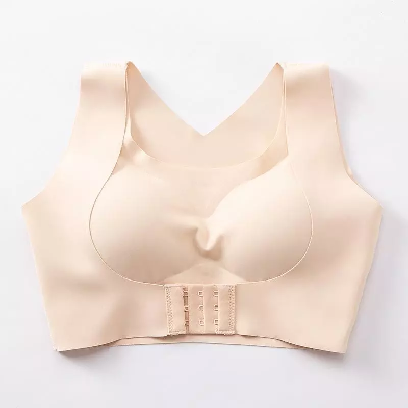 Ice Silk Seamless 3D Padded Front Buckle Support Bra