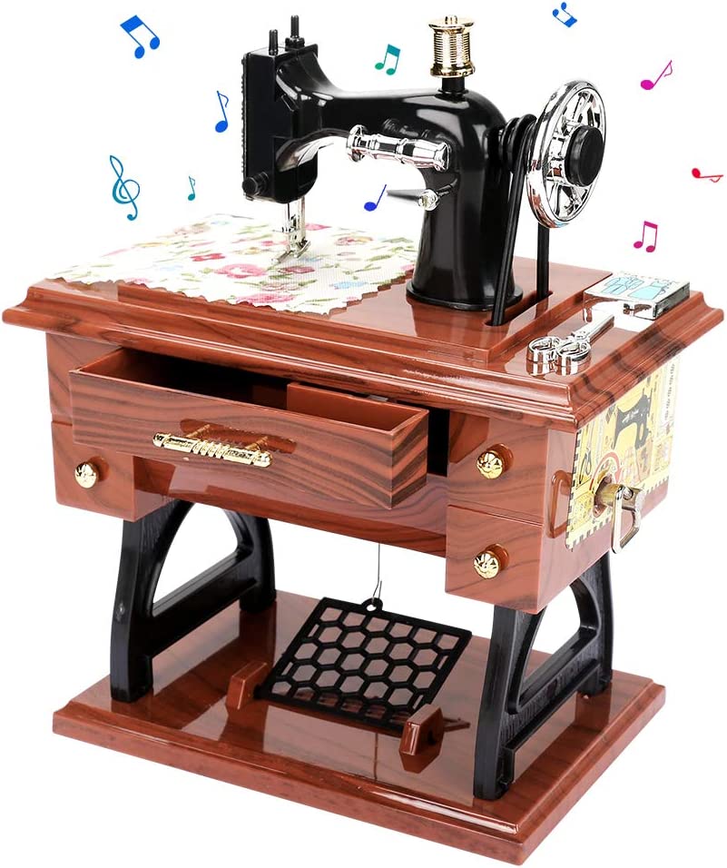 Para Monther's Gift💖Caja de música con diseño de máquina de coser vintage🎶