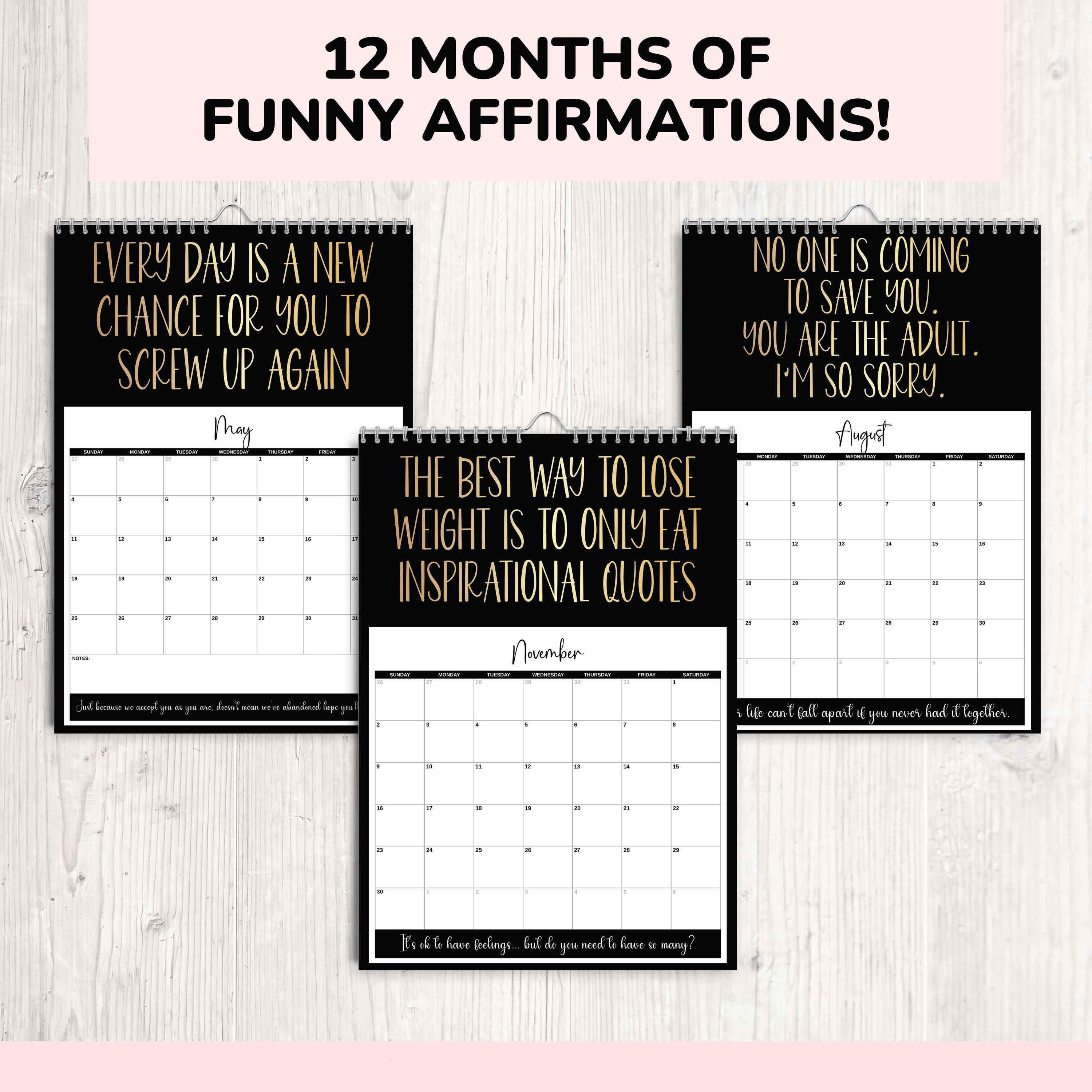 A 2025 Anti-Motivational Calendar Where Positive Vibes Go To Die | Uninspiring Affirmations