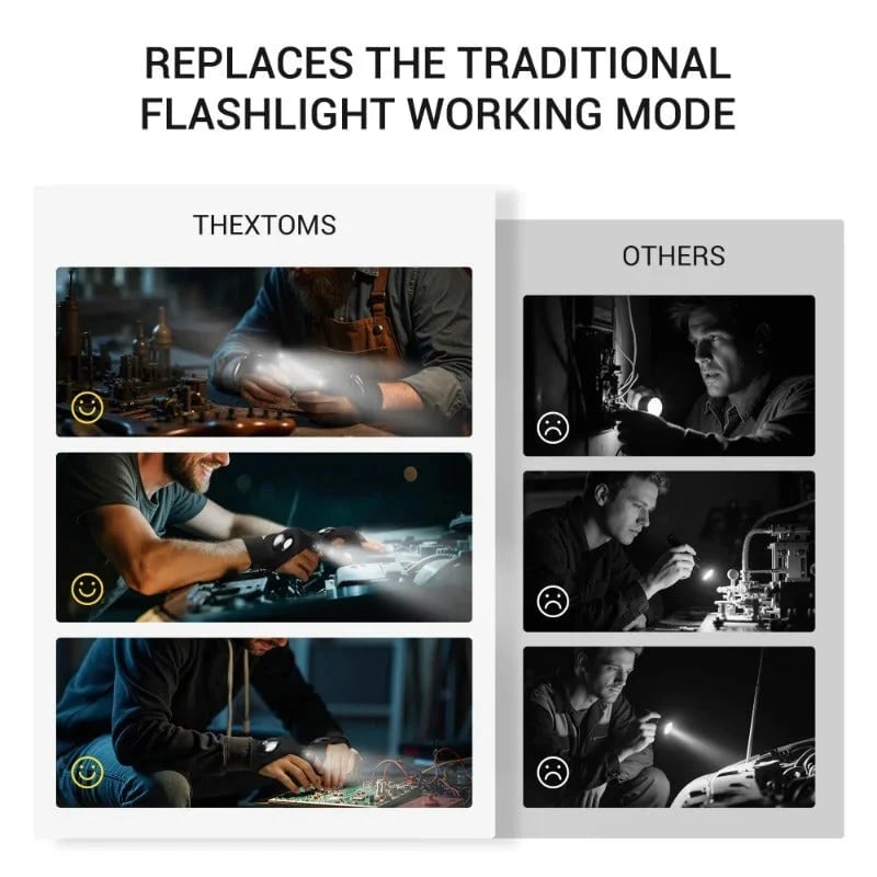 🎁TikTok Last Day Sale - 70% OFF🔥Hands-Free LED Half Finger Gloves