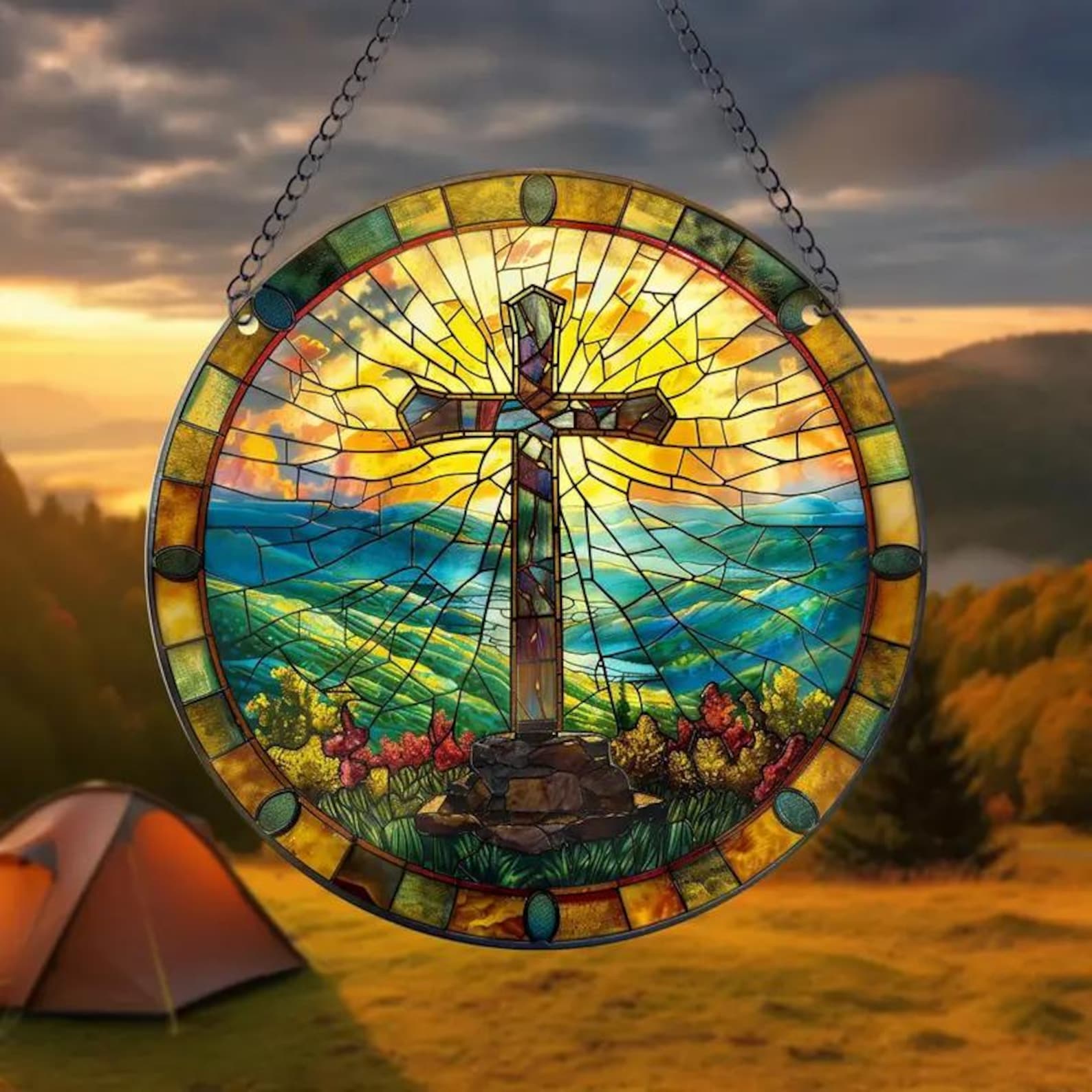 🎄🎅Christmas Presale - 49% OFF🎄-✝️Religious Pendant Cross Sun Catcher