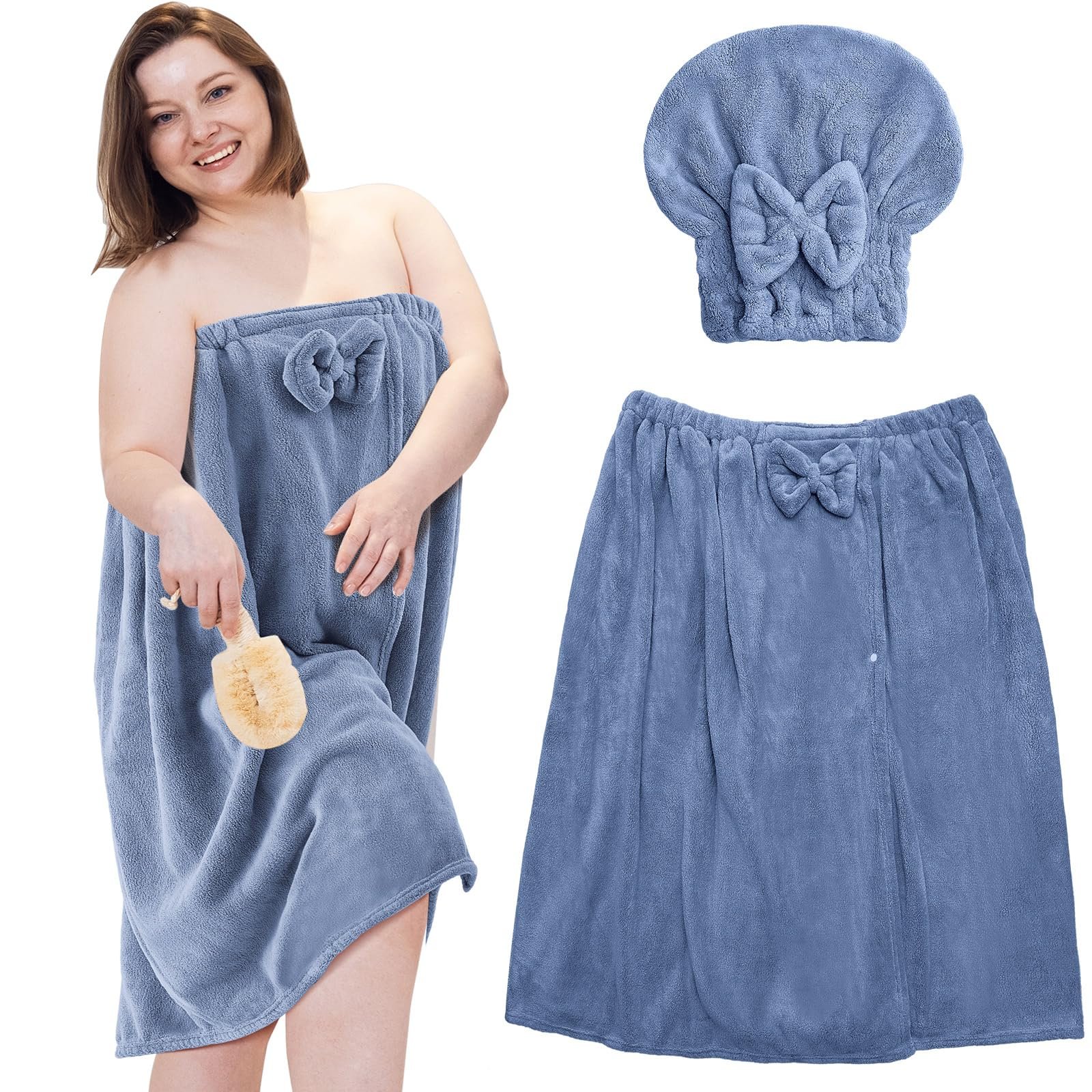 🎁TikTok Last Day Sale - 70% OFF🔥Plus Size Adjustable Oversized Wrap Bathrobe Set