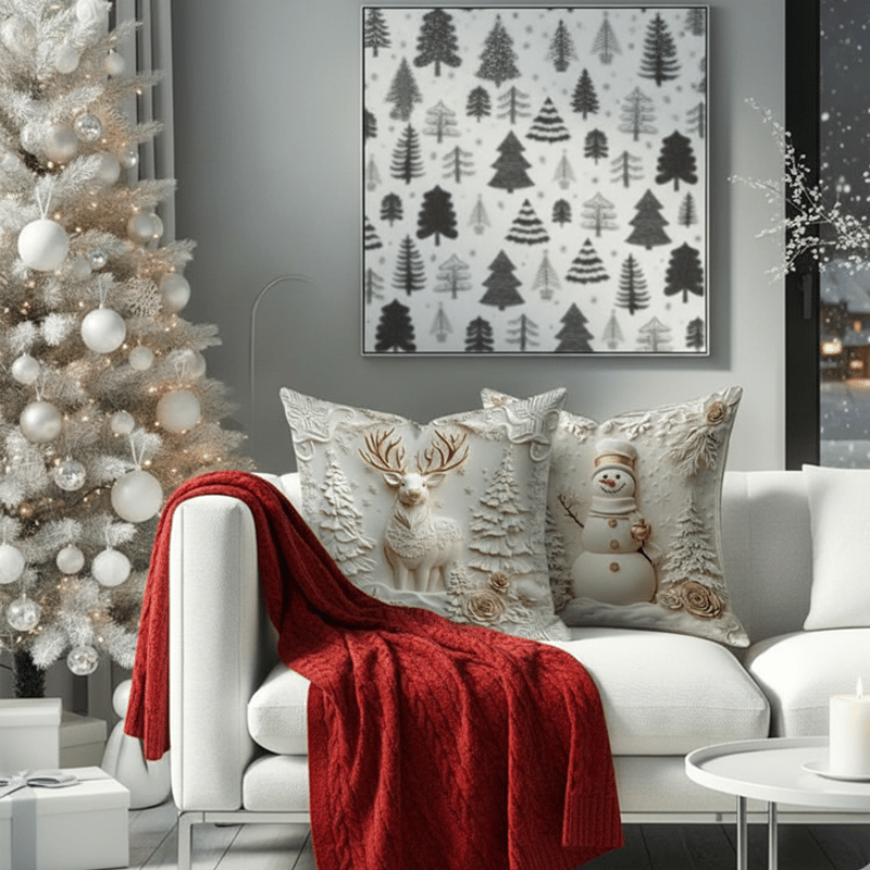 🎄 Soft Christmas Pillow Covers – 4-Piece Set for Cozy Holiday Vibes!