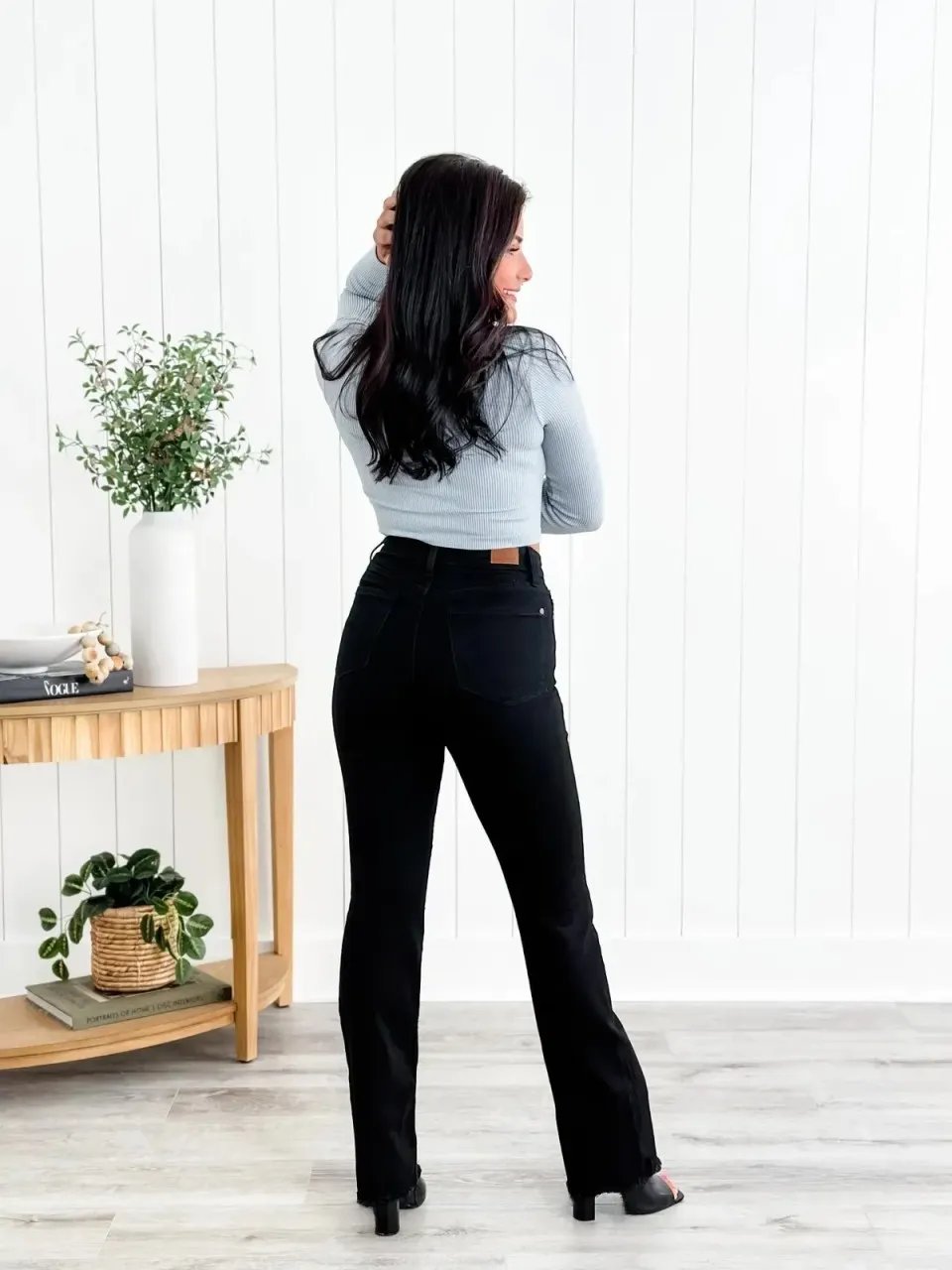 ❤️LETZTER TAG 50 % RABATT🔥Bootcut-Jeans mit mittelhohem Bund und Knopfleiste