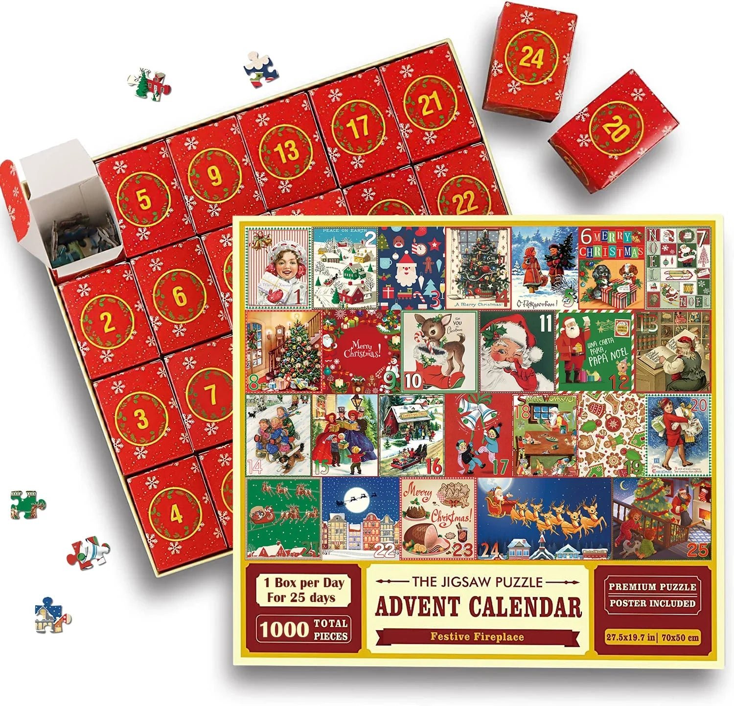 Christmas Advent Calendar Jigsaw Puzzle 1000pcs, 🔥Buy 2 Free Shipping