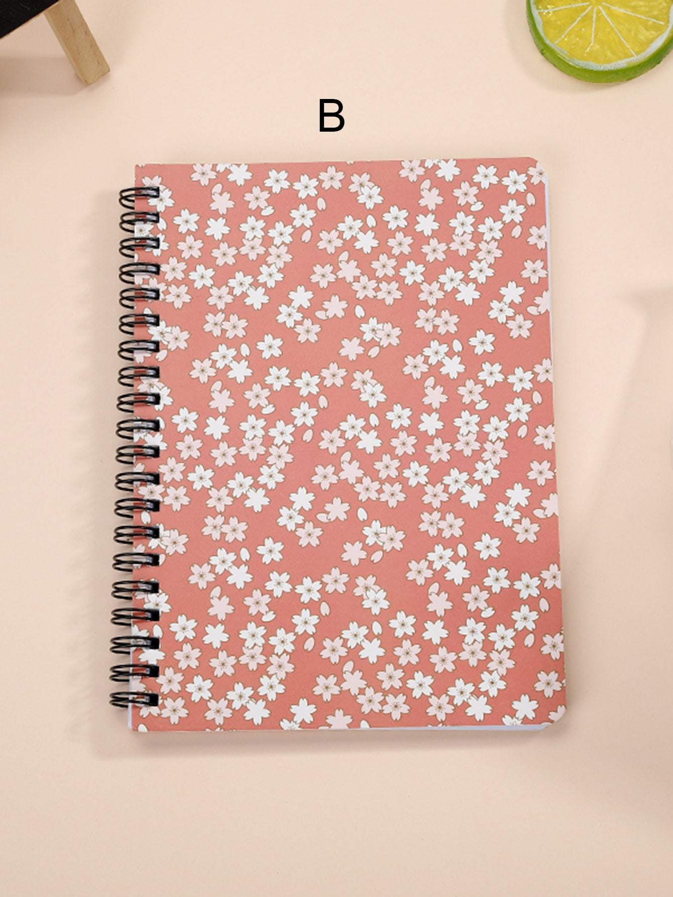 Floral Overlay Print Spiral Notebook 1pack