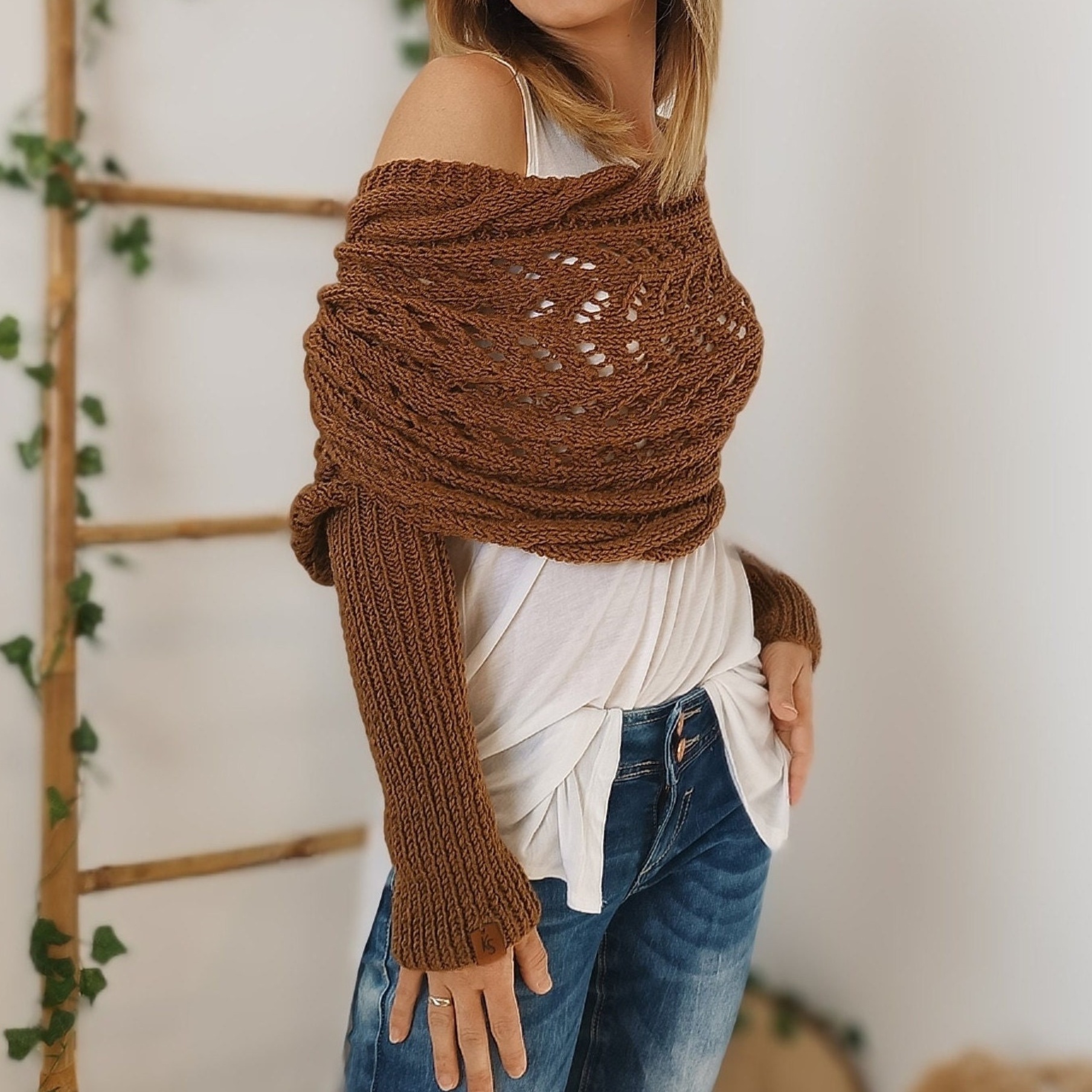 TikTok Last Day Promotion -70% OFF🎉Scarf With Sleeves, Knitted Cable Wrap