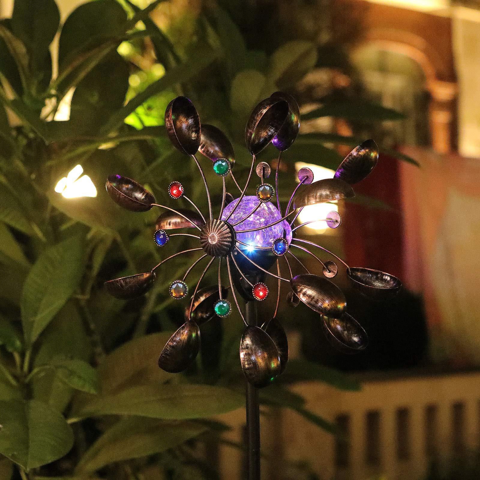 Solar Powered Glass Ball Wind Spinner