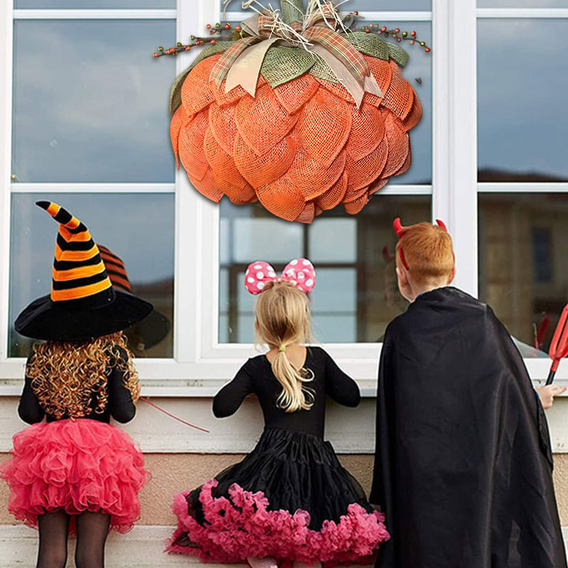 🔥Fall Hot Sale 50% OFF🎃Handmade Halloween Pumpkin Wreath For Front Door