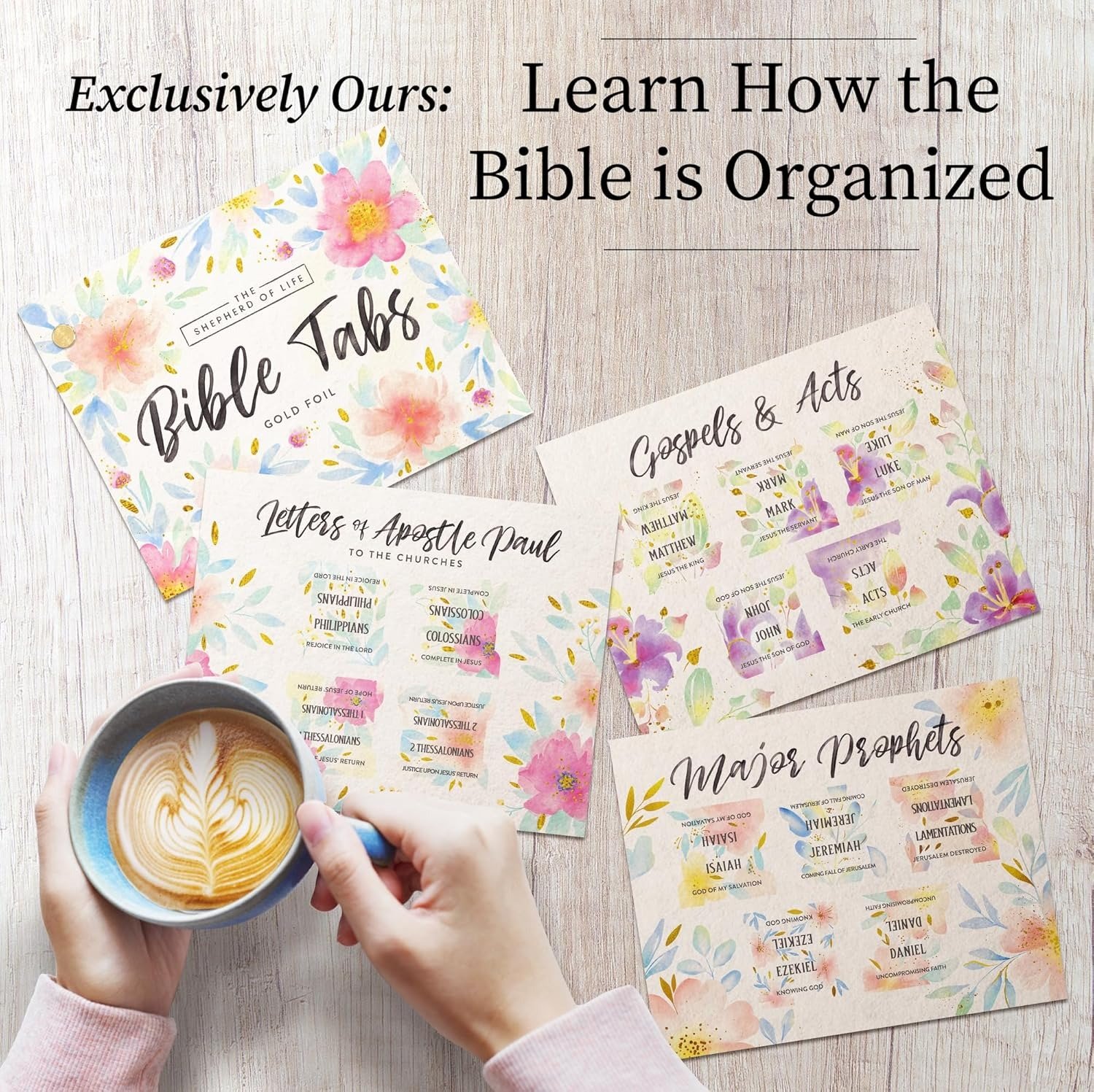 🙏🌸Floral Bible Tabs 66 Peel-and-Stick