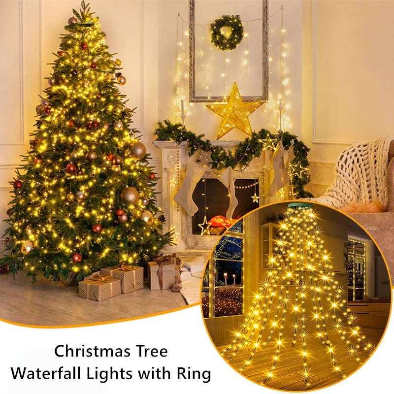 🔥Heißer Verkauf 49% Rabatt🎄Weihnachtsbaum-Wasserfalllichter mit Ring