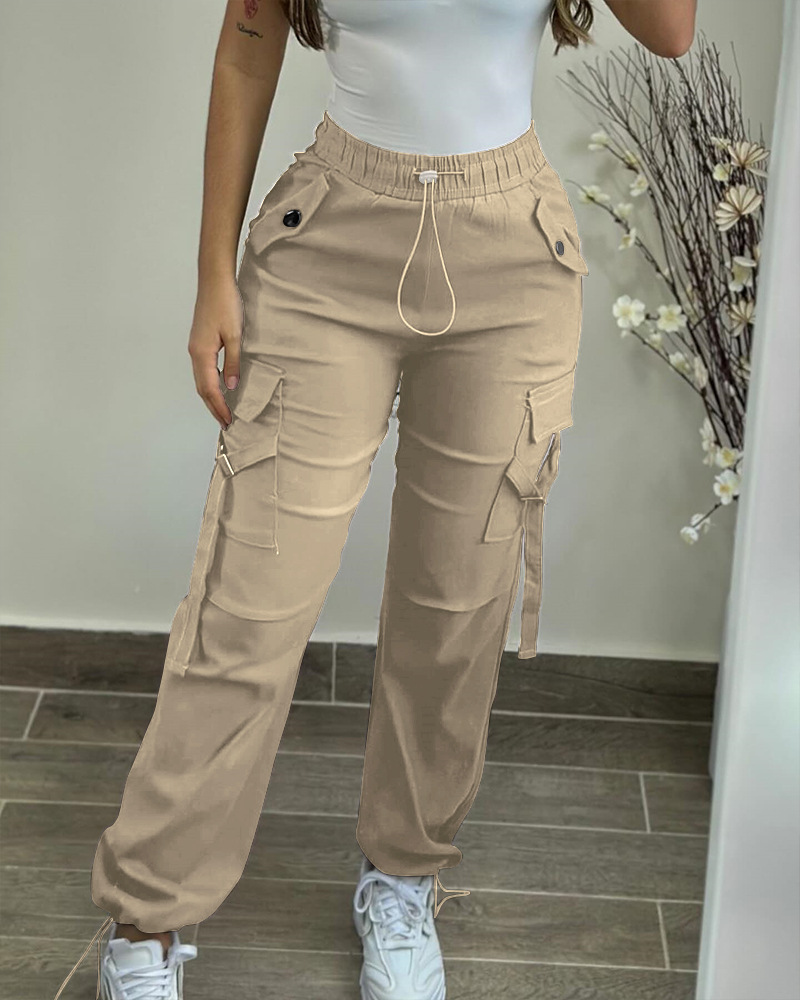 (🎉Last Day Promotion 50% OFF) Side Pockets Drawstring Waist Cropped Cargo Pants - Buy 2 Free Shipping