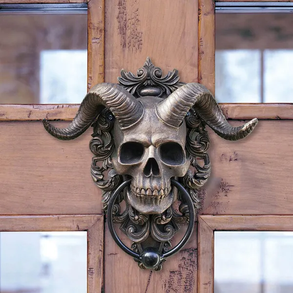 🔥☠️Horned God Skull Hanging Door Knocker