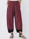 Women Cotton Linen Splicing Solid Color Irregular Pants