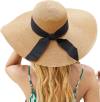 Beach Hat for Women, Wide Brim Sun Straw Hat for Women, Sun Hat Womens UPF 50+ UV Protection, Floppy Foldable Summer Hat