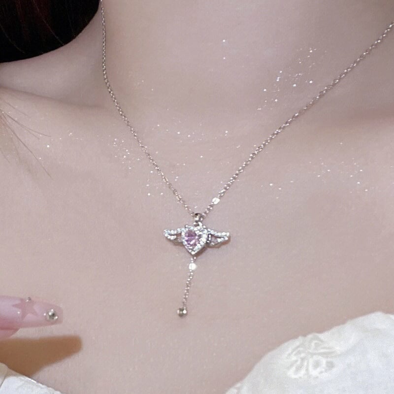 💖Valentine's Day Sale - 50%🎁Pink Angel Wings Necklace