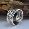 Engraved Sutra Buddhist Mantra Lotus Silver Ring- buy 2 free shipping