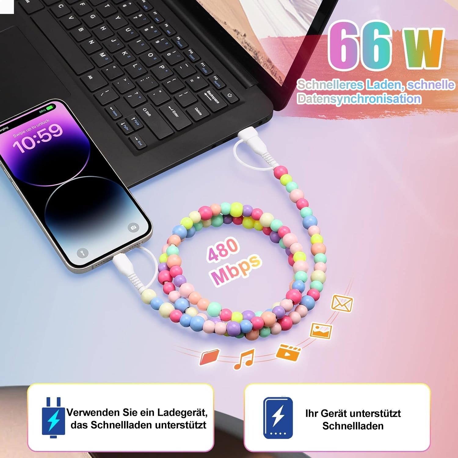 🔥LETZTER TAG – 49 % Rabatt🌈Vier-in-eins-Datenkabel-Ladekabel