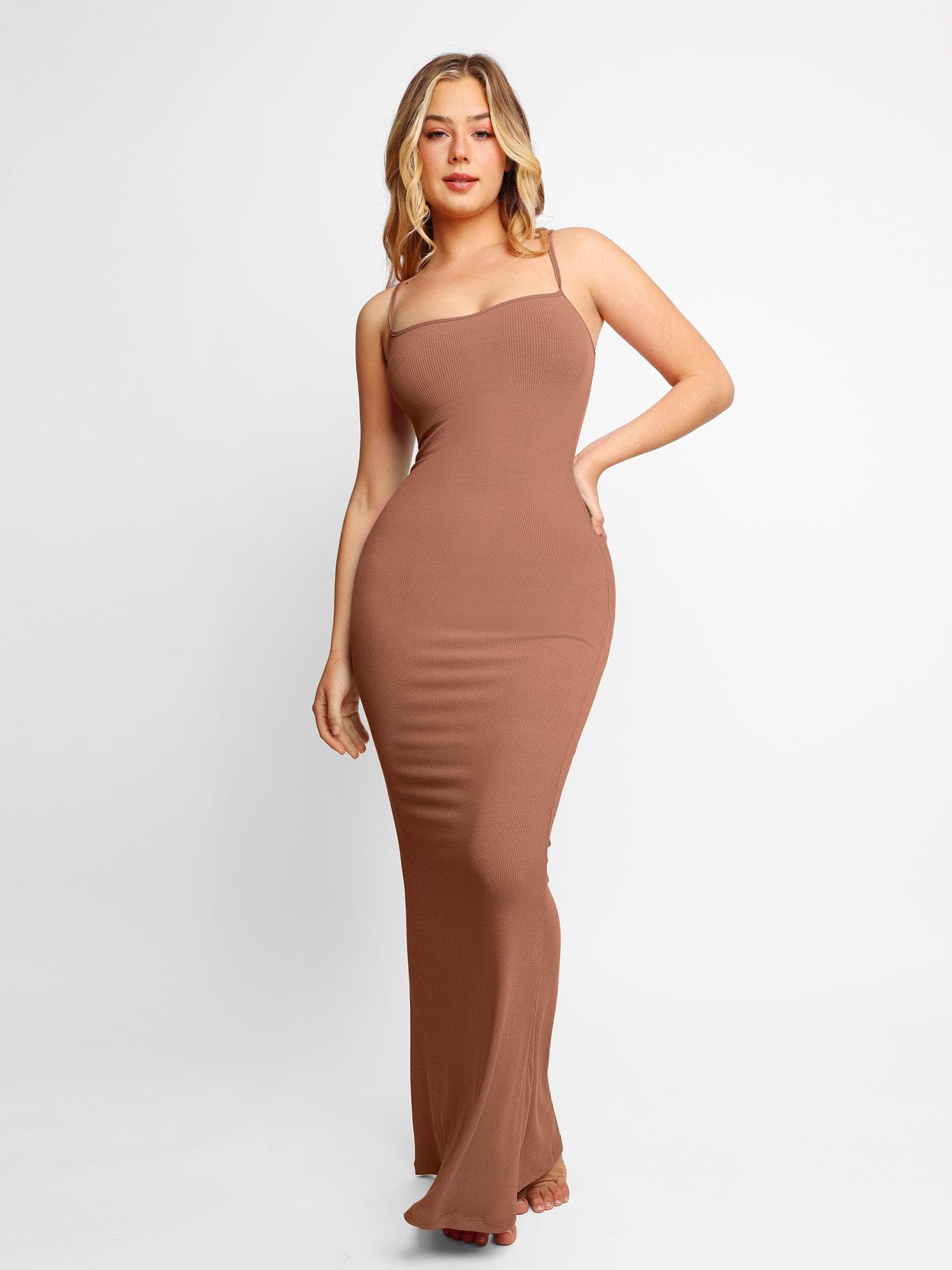 [Last Day Promotion 49% OFF] Built-In Shapewear Long Sleeve Maxi Contour Dress