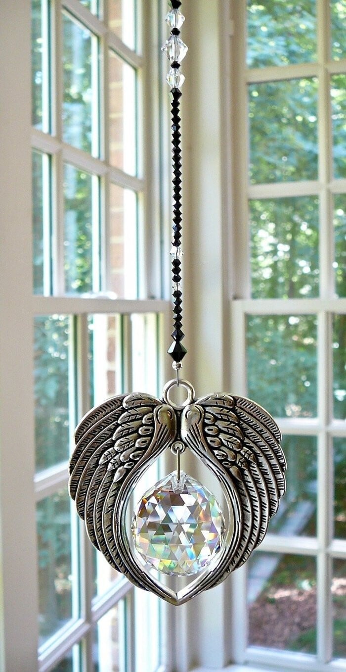 ANGEL WINGS  Crystal and Pewter Wings Suncatcher