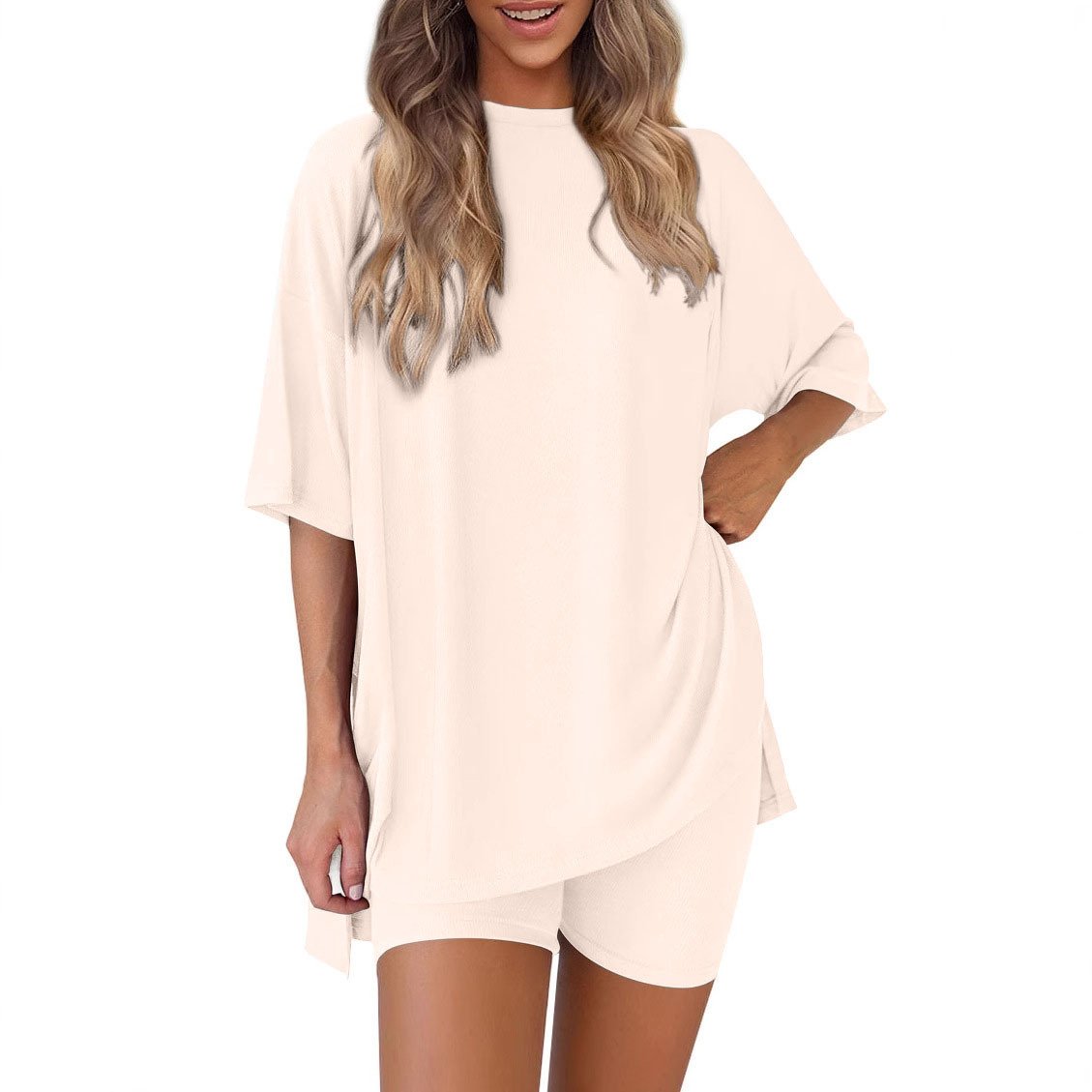 💝 2025 Sommer Casual Oversized Shirts Shorts Passendes zweiteiliges Lounge-Set für Frauen