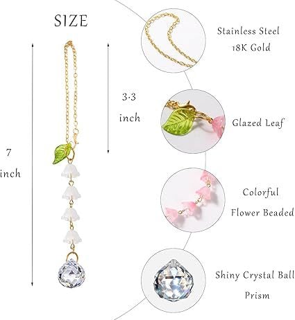 🔥 50% OFF - Last Chance! 🔥Cute lily of the valley creative crystal pendant diy glass flower pendant bag car pendant，Bedroom, office and balcony can be decorated