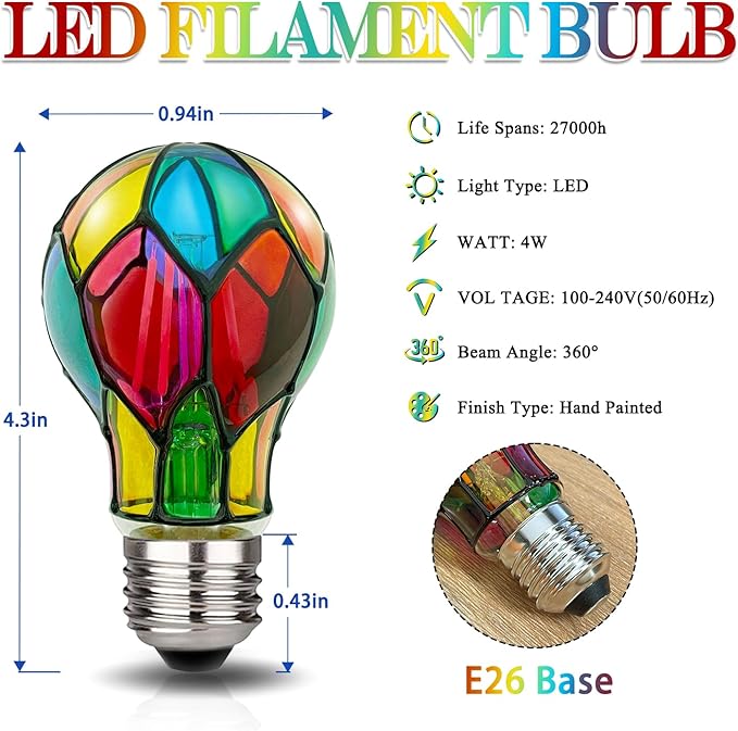 Handmade Stained Glass Light Bulbs