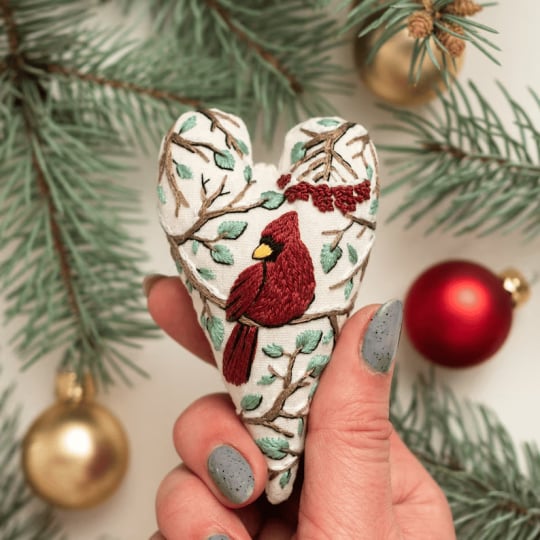 🔥Last Day Promotion 70% OFF🔥DIY Heart Shaped Hand Embroidered Christmas Ornament/Ornament Kit