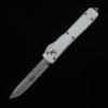 Microtech Silver White Handle OTF Straight Jump Knife