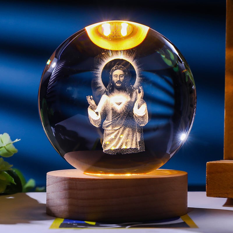 ✝️3D Crystal Jesus Cross Figurine Statue Ball